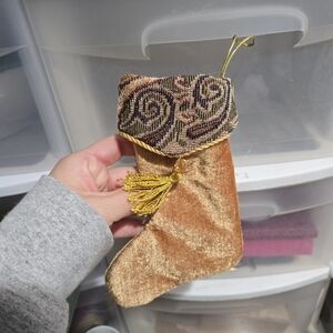 Small Velvet Gold Tapestry Christmas Stocking